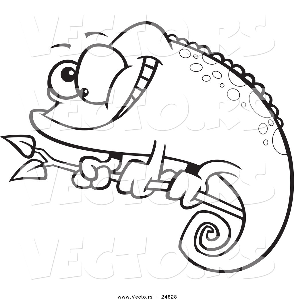 1024x1044 Vector Of A Cartoon Happy Spotted Chameleon Lizard