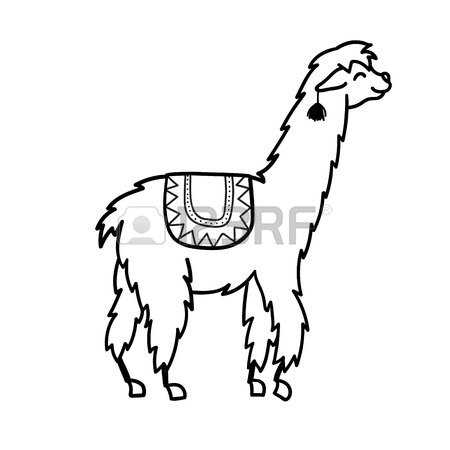 450x450 Vector Illustration Of Cute Character South Lama With Decorations