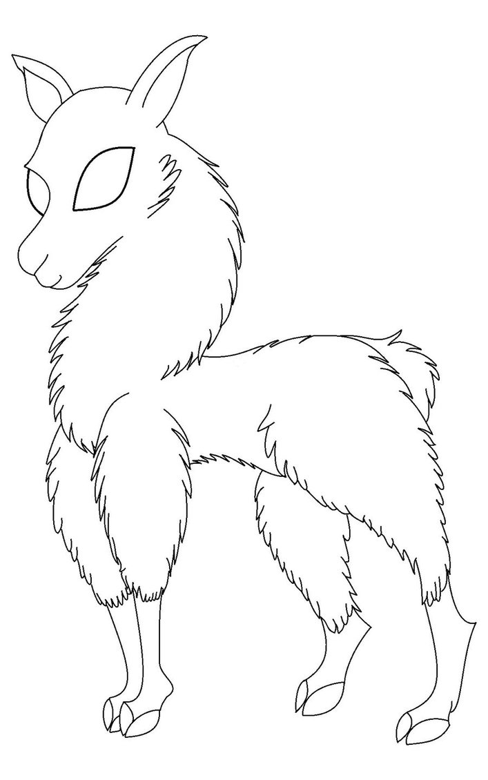 707x1130 Cartoon Llama Lineart By Savannaegoth