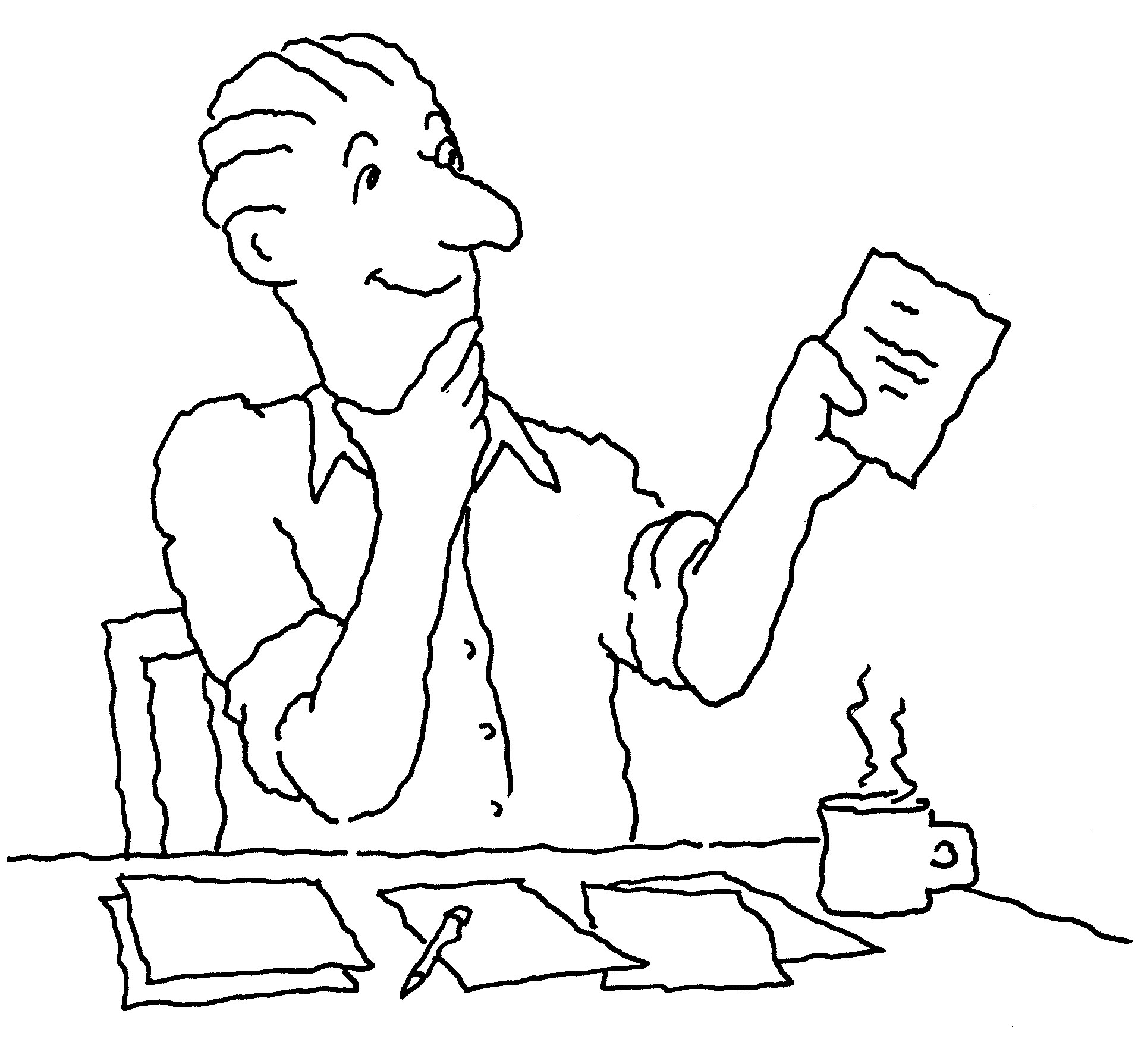 1909x1789 Cartoon Man Reading Phone Bill Randal Birkey Illustration