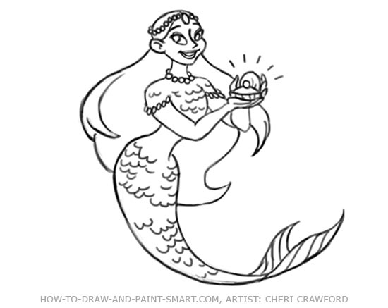 550x437 How To Draw Mermaids