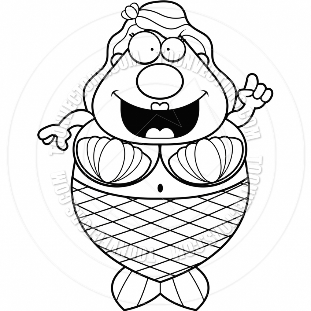 1024x1024 Mermaid Cartoon Drawing Cartoon Mermaid Idea (Black And White Line