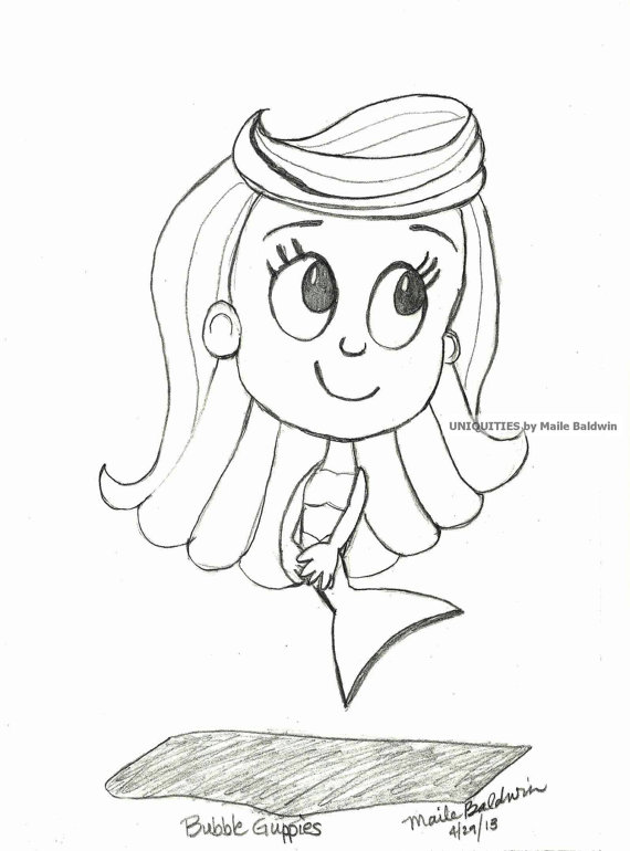 570x770 Molly From The Bubble Guppies Cartoon Drawing Art Print