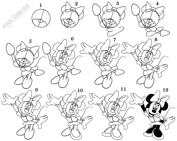 600x478 Draw Minnie Mouse Step By Step How To Draw Cartoon And Comics