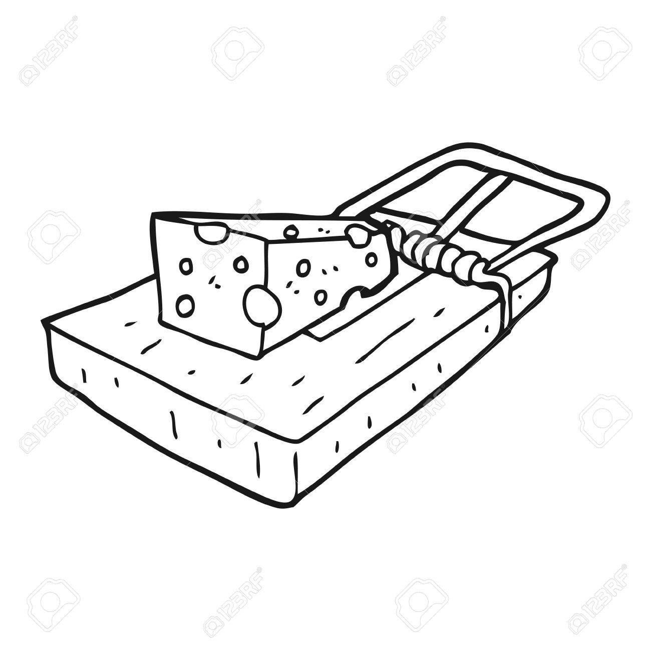 1300x1300 Freehand Drawn Black And White Cartoon Mouse Trap Royalty Free