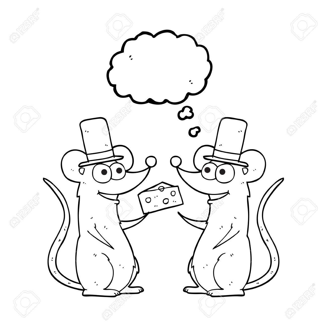 1300x1300 Freehand Drawn Thought Bubble Cartoon Mice With Cheese Royalty