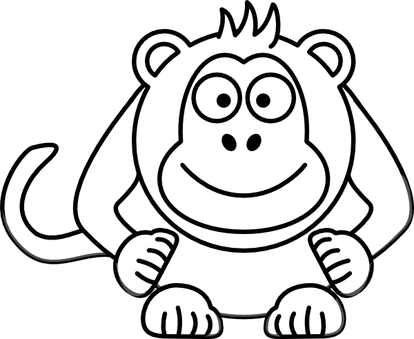 600x491 Black And White Cartoon Monkey Clip Art