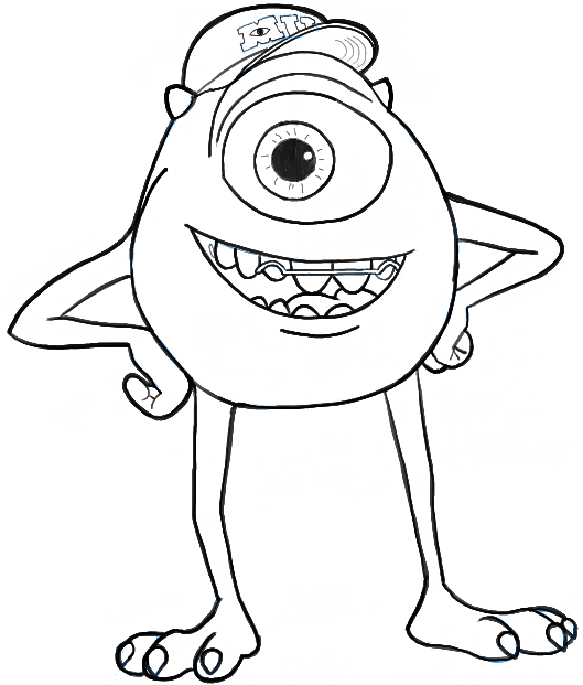 529x621 How To Draw Mike Wazowski From Monsters University Drawing
