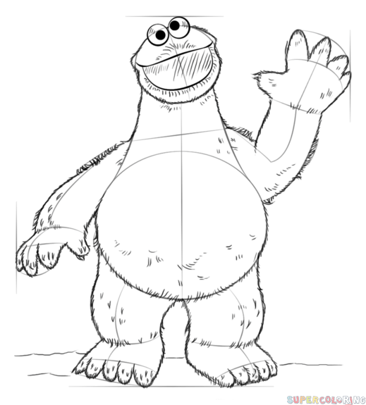 519x575 How To Draw A Cookie Monster Step By Step Drawing Tutorials