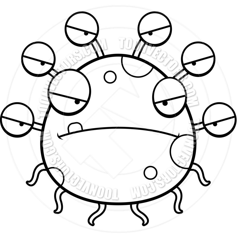 940x940 Cartoon Alien Eyeball Monster Angry (Black And White Line Art) By