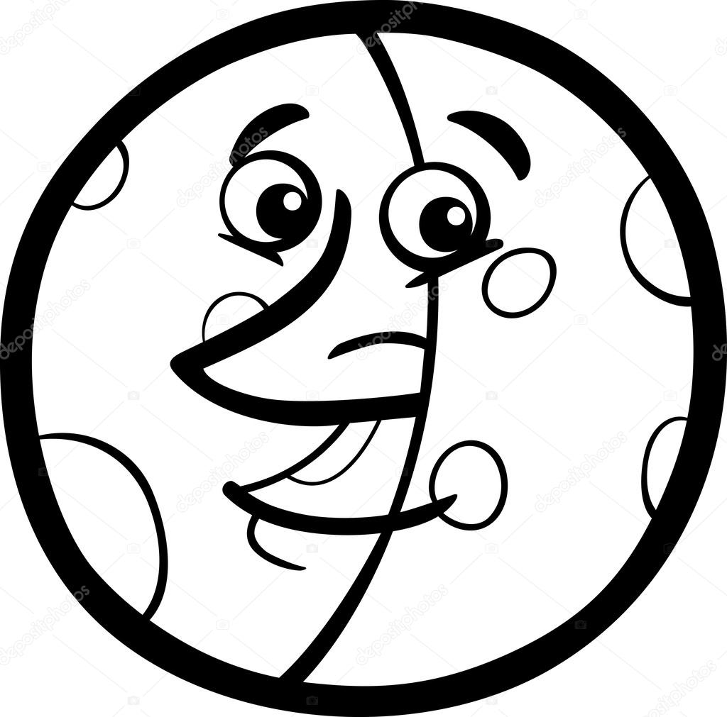 1024x1011 Moon Cartoon Illustration Coloring Page Stock Vector Izakowski