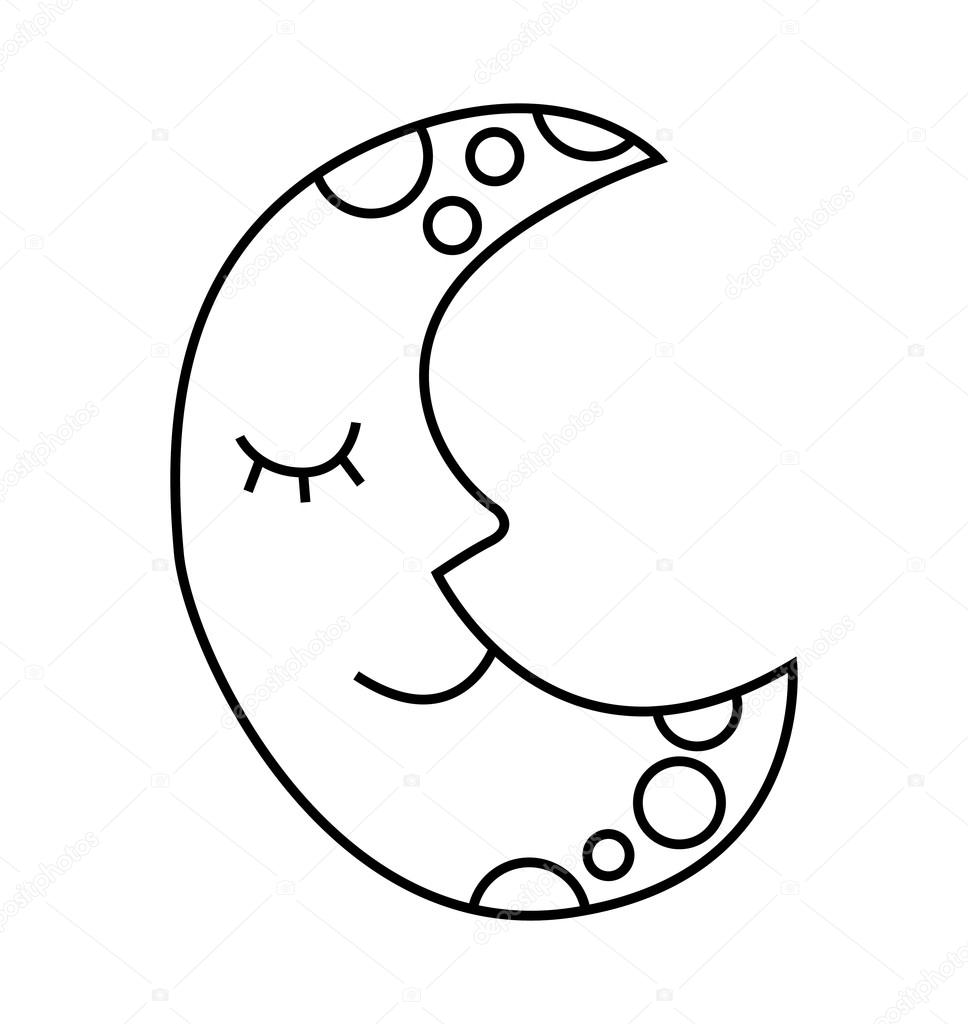 968x1024 Moon Character Drawn Icon Stock Vector Yupiramos