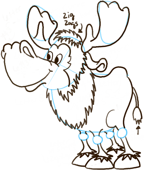 500x591 How To Draw A Cartoon Moose With Step By Step Lesson
