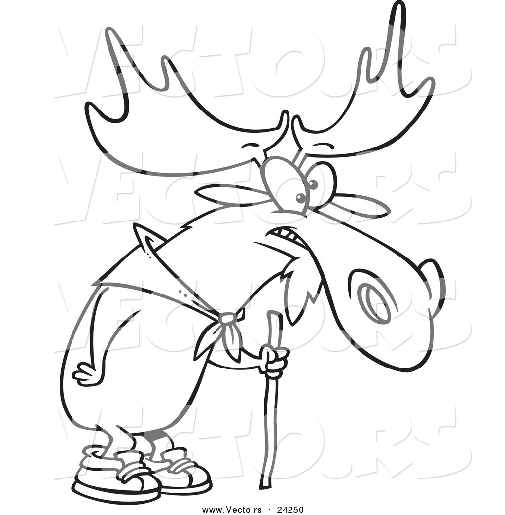1024x1044 Vector Of A Cartoon Hiking Moose Using A Walking Stick