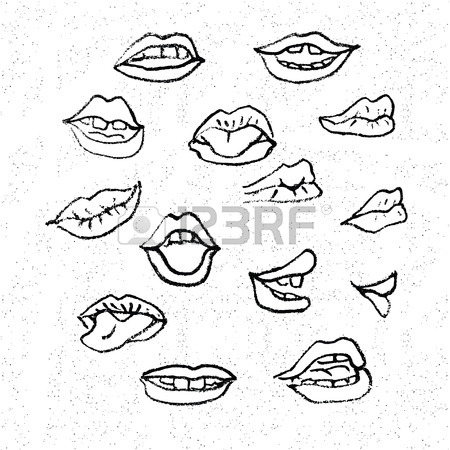 450x450 Lips Set, Attractive Human Mouths. Cartoon Mouth Icons. Every