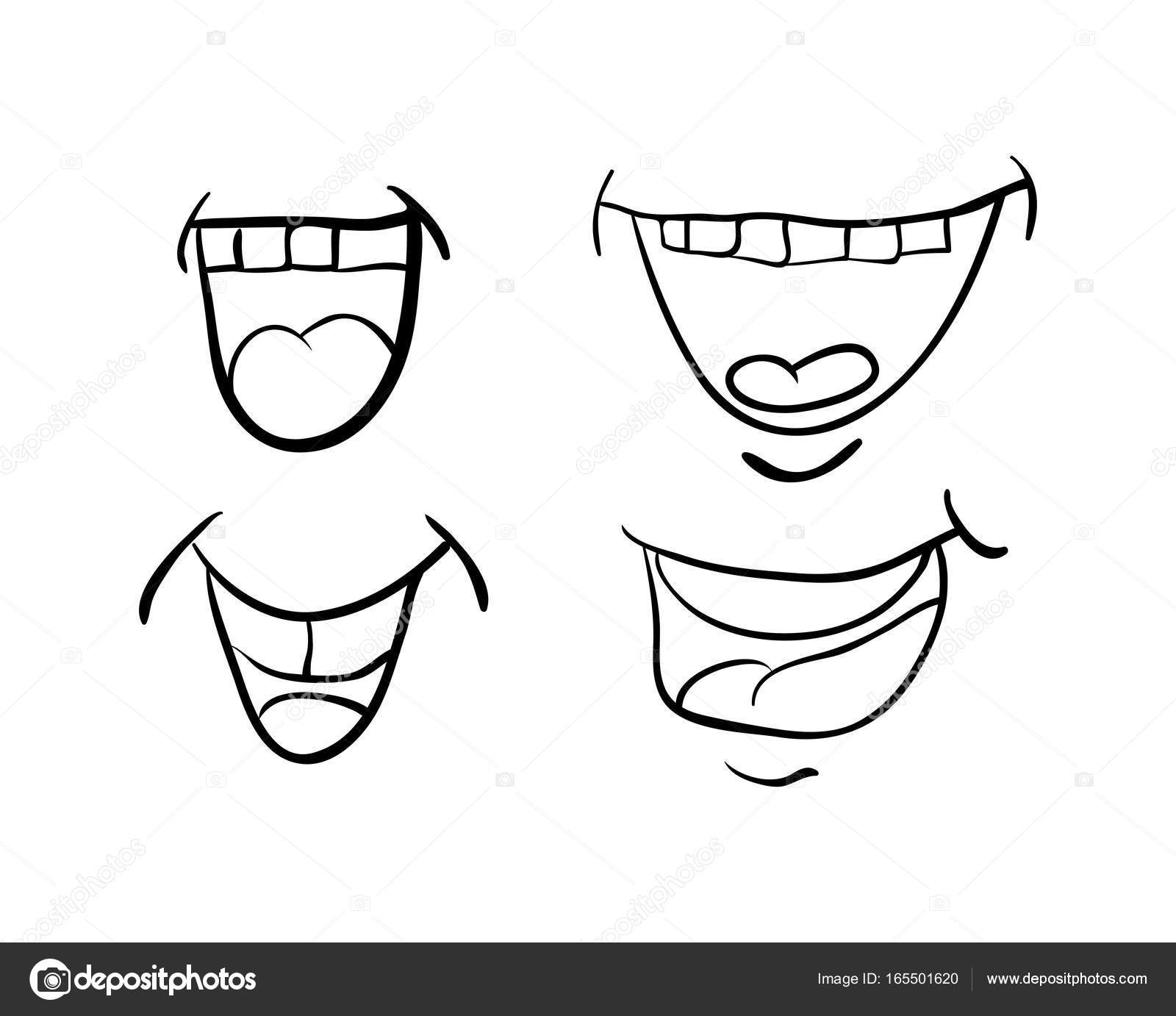 1600x1382 Cartoon Mouth With Tongue And Teeth Set Vector Symbol Icon Desig