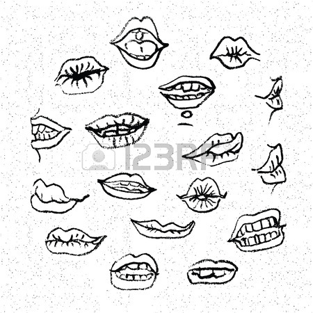 450x450 Lips Set, Attractive Human Mouths. Cartoon Mouth Icons. Every