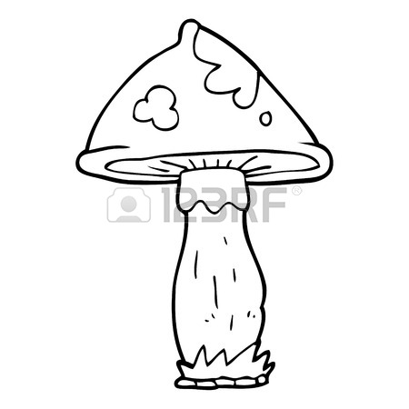 450x450 Freehand Drawn Black And White Cartoon Mushroom Royalty Free