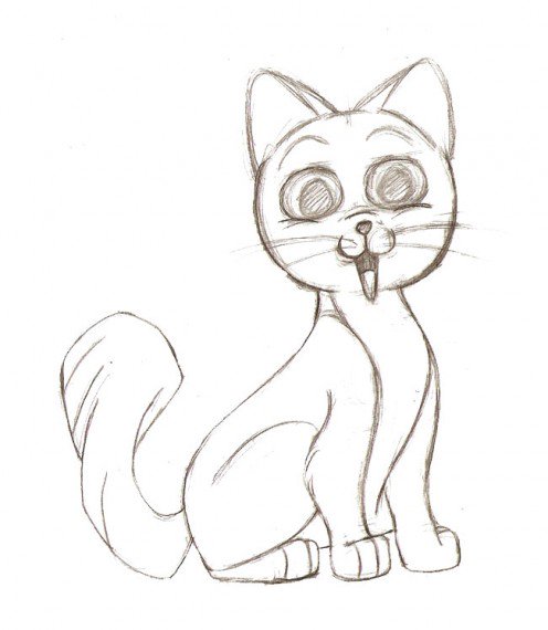 496x570 Drawing A Cartoon Cat Feltmagnet