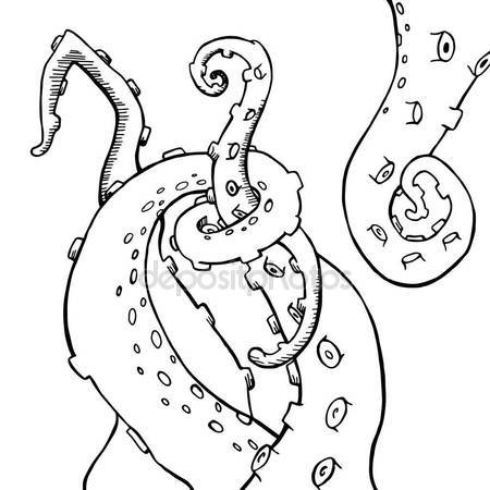 450x450 Vector Sketch Cartoon Octopus Tentacles Stock Vector