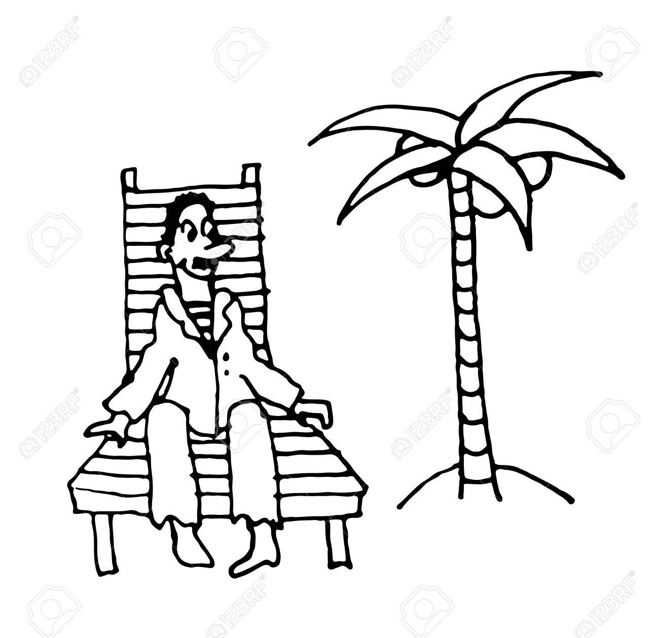 1300x1259 Sailor Man In A Suit Rests On A Wooden Deck Chair Under A Palm