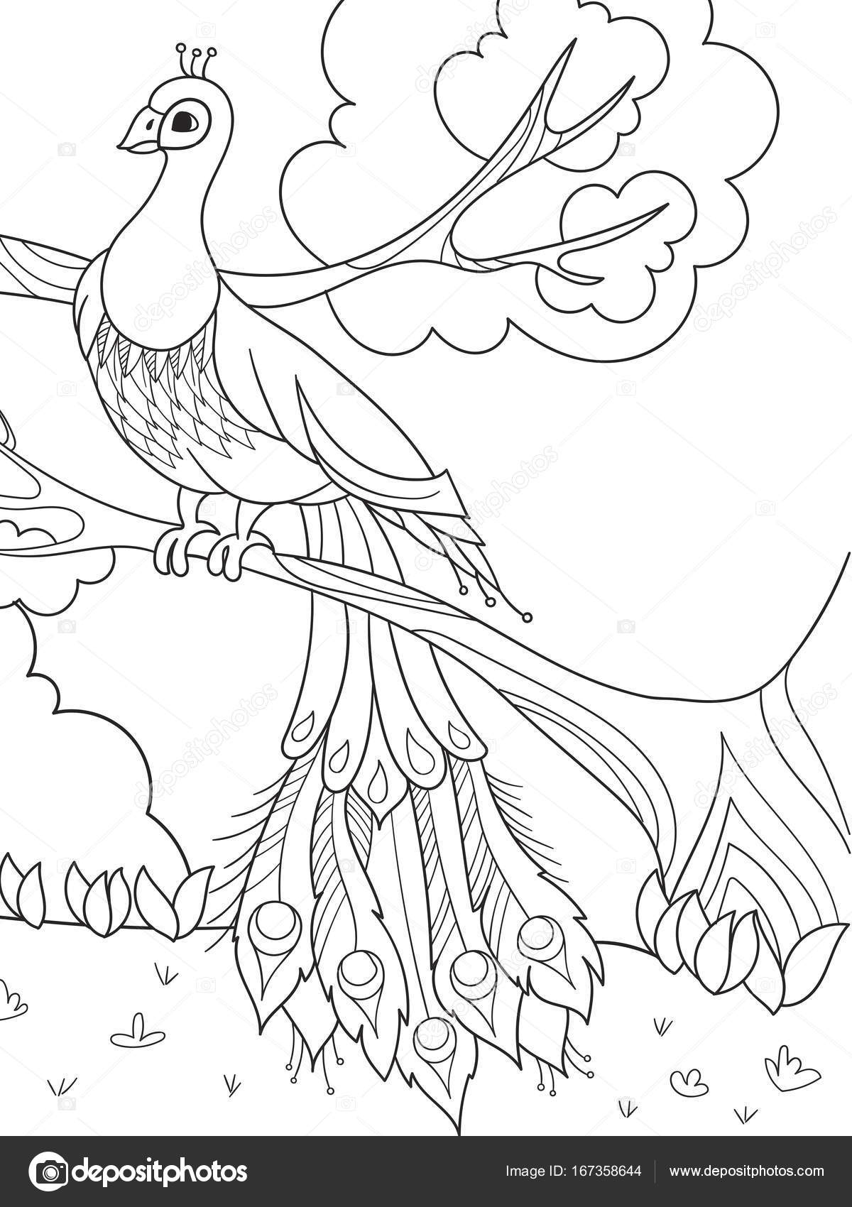 1200x1700 Cartoon Coloring For Children. Bird, Feather Of Bird Or