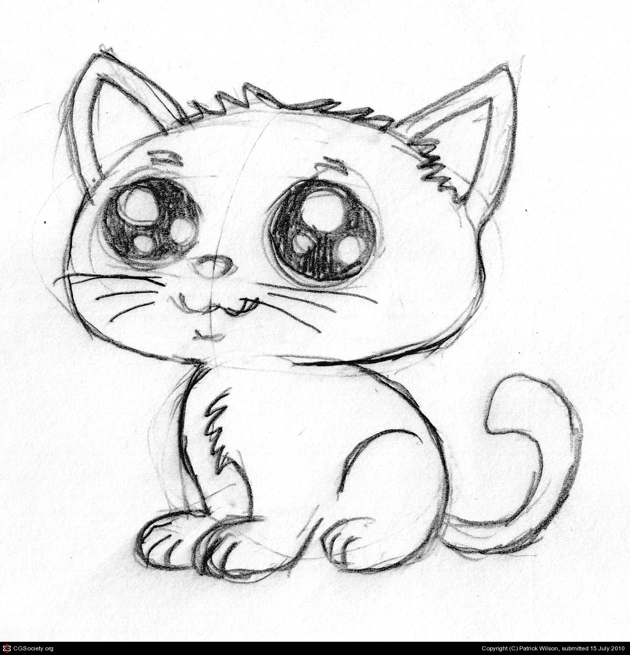 1235x1284 Cute Cartoon Kitten Pencil Sketch By Patrick Wilson 2d Cgsociety