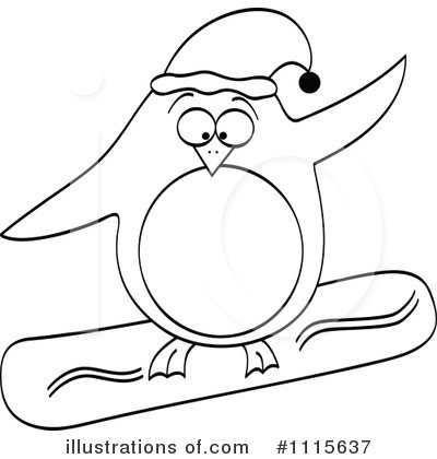 400x420 Penguin Clipart Line Drawing