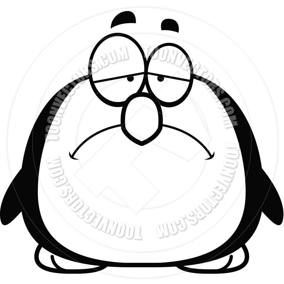 940x940 Cartoon Little Penguin Sad (Black And White Line Art) By Cory