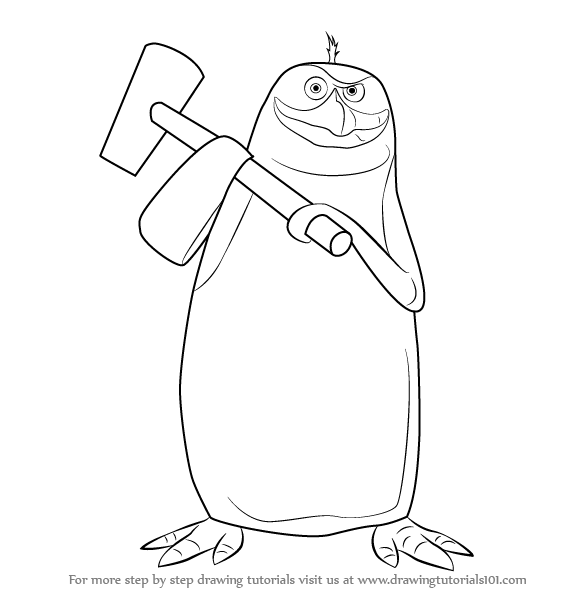 586x596 Learn How To Draw Rico From The Penguins Of Madagascar (The