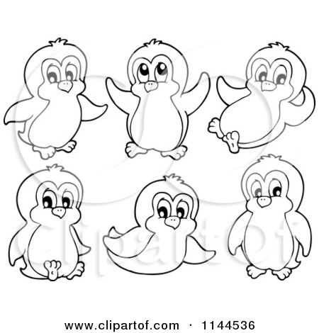450x470 Cartoon Of Cute Black And White Penguins