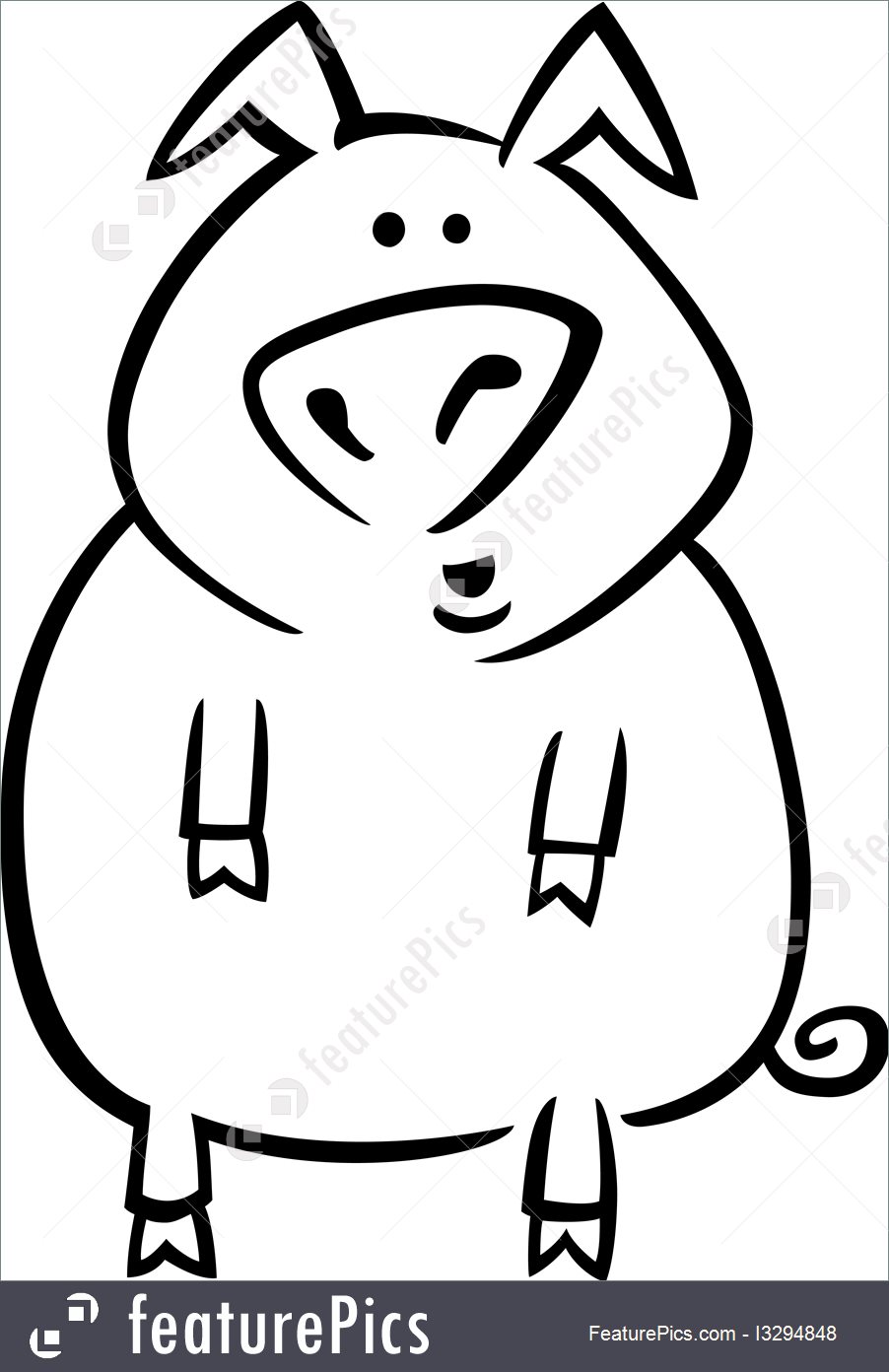 902x1392 Cartoon Pig For Coloring Page Illustration