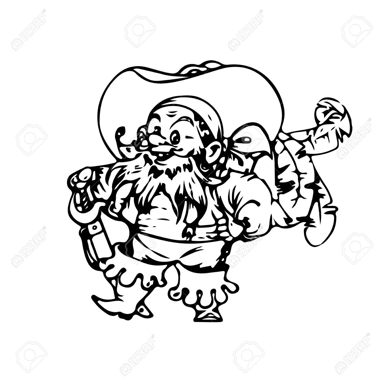 1300x1300 Cheerful Pirate, With A Sword. Silhouette Drawing, Cartoon