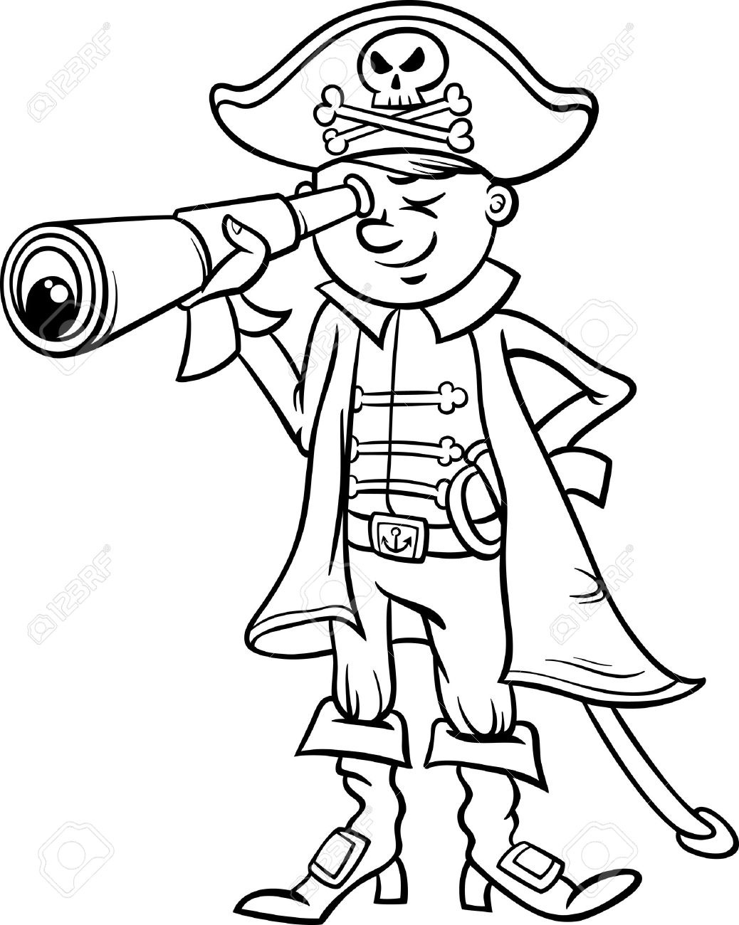 1038x1300 Black And White Cartoon Illustration Of Funny Pirate Or Corsair