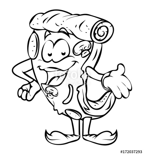 464x500 Happy Cartoon Pizza Character Vector Drawing Stock Image