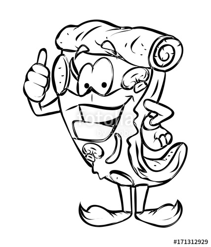 427x500 Happy Cartoon Pizza Showing Thumbs Up Vector Drawing Stock Image