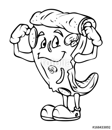 433x500 Powerful Cartoon Pizza Vector Drawing Stock Image And Royalty