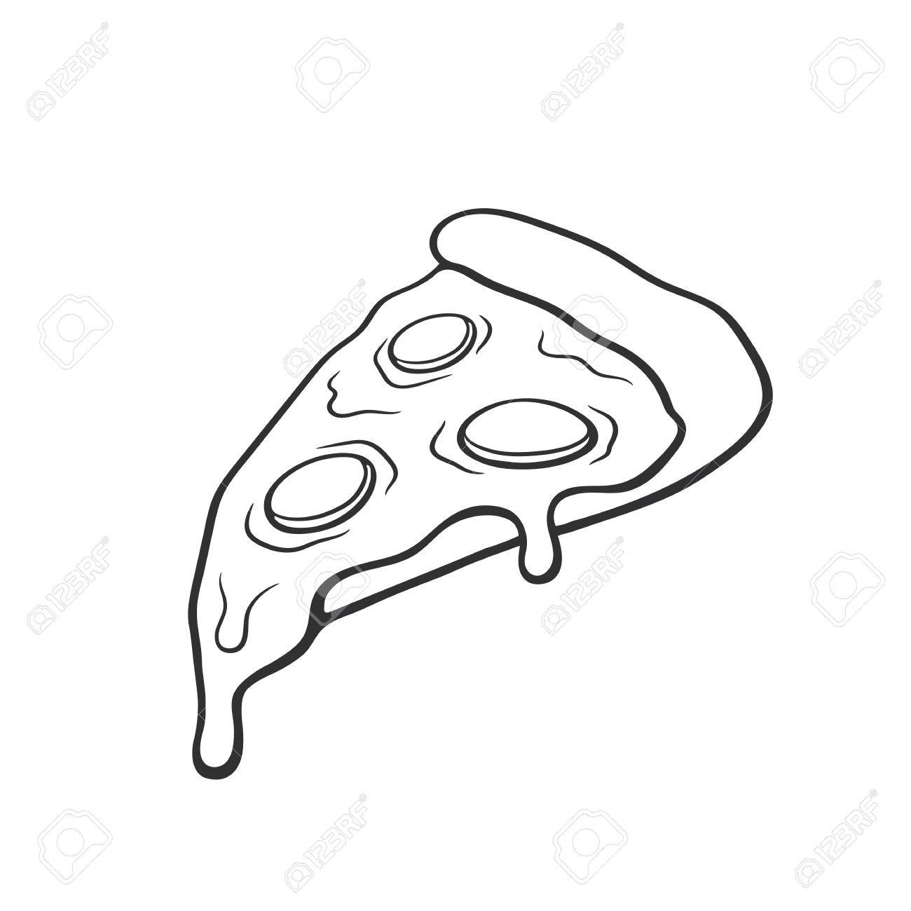 1300x1300 Vector Illustration. Pizza Slice With Melted Cheese And Pepperoni