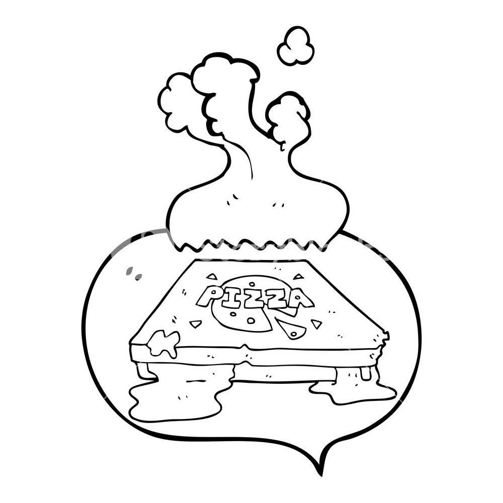 1000x1000 Freehand Drawn Speech Bubble Cartoon Pizza Royalty Free Stock