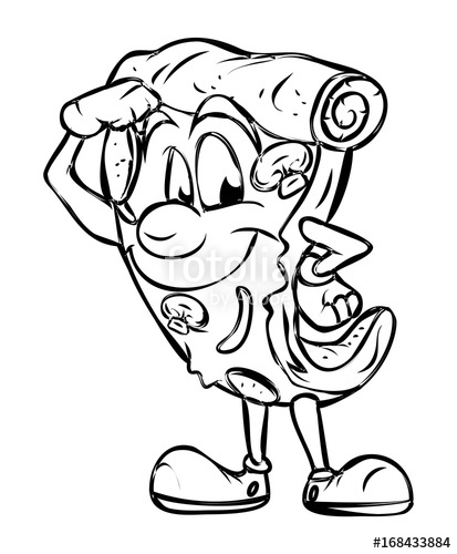 413x500 Cartoon Pizza Character Drawing Stock Image And Royalty Free