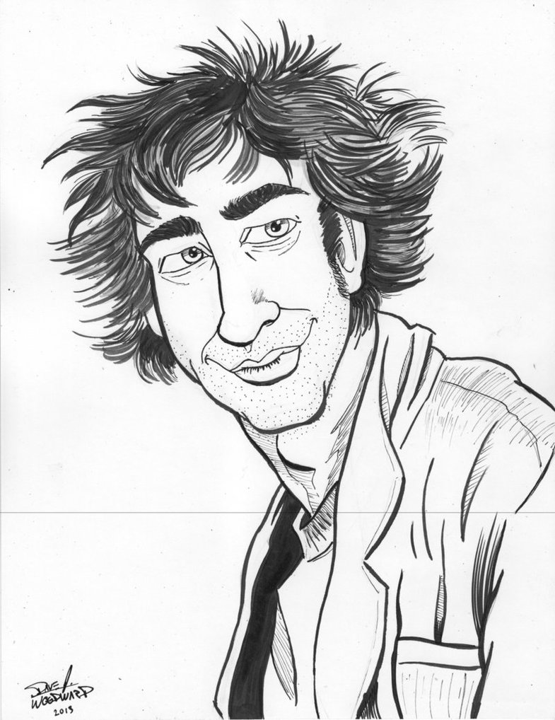 785x1018 Neil Gaiman Cartoon Portrait By Davejwoodwardart