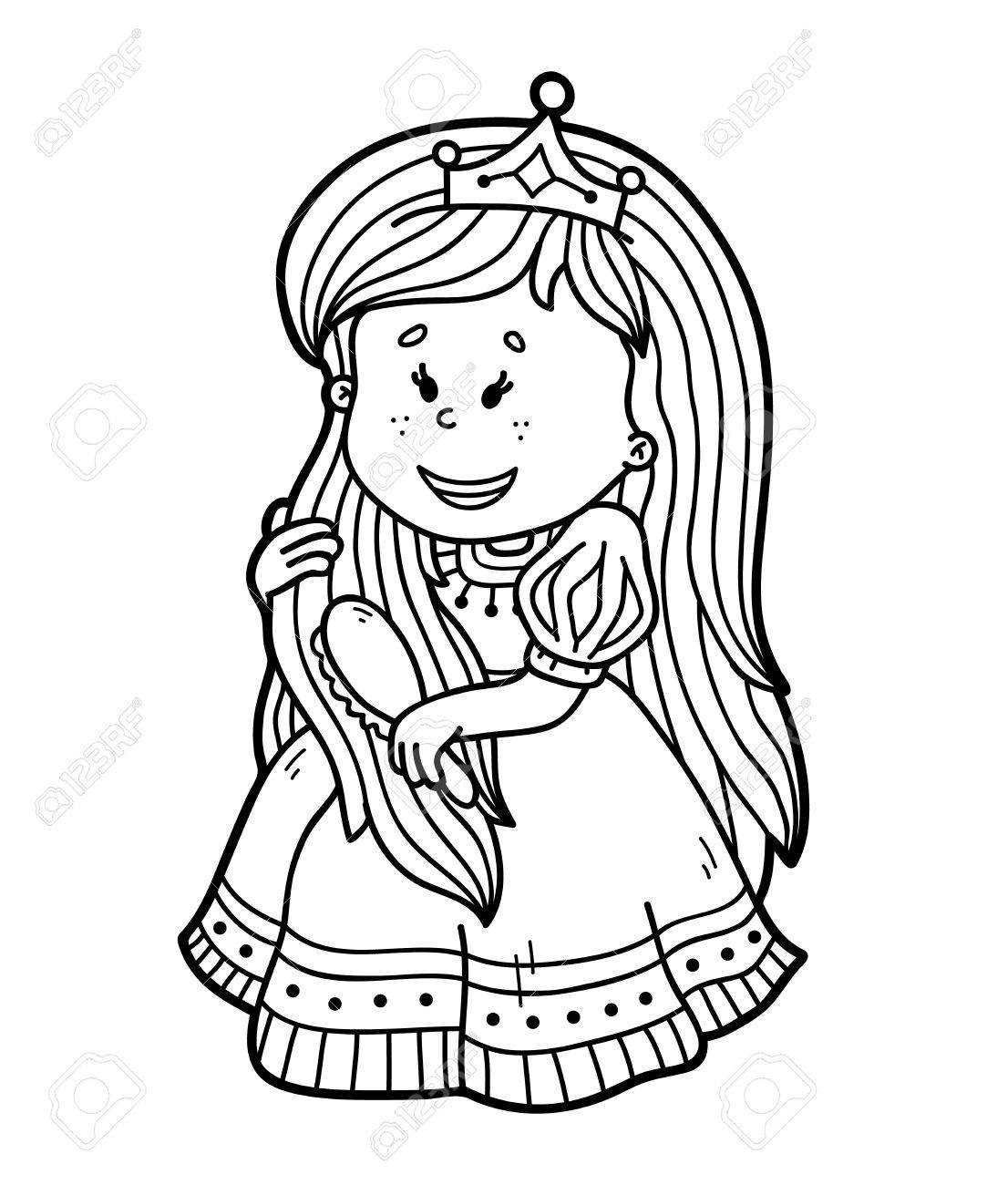 1083x1300 Cute Princess. Vector Illustration Coloring Page Of Happy Cartoon