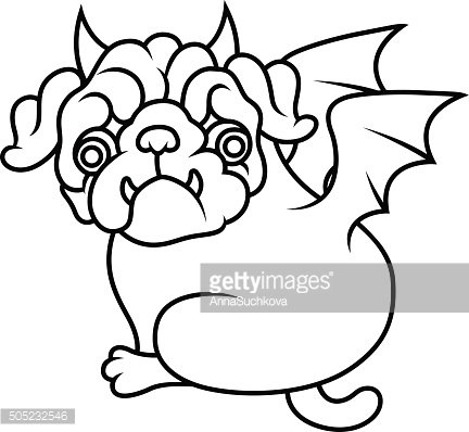 432x398 Pug Cute Puppy With Demon Wings Premium Clipart
