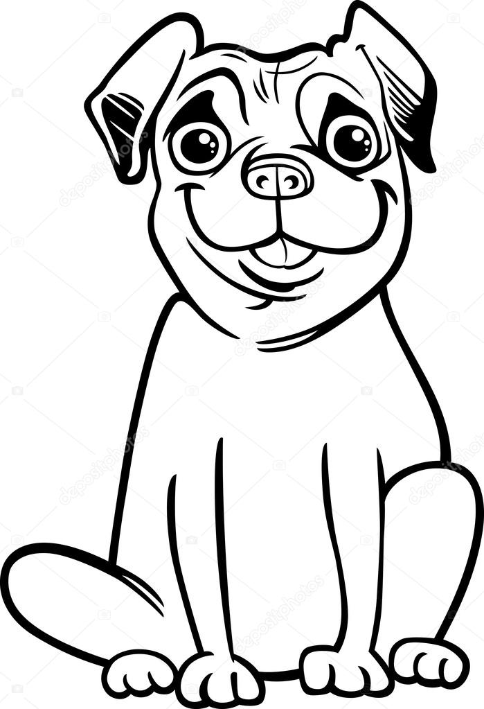 699x1023 Pug Dog Cartoon For Coloring Book Stock Vector Izakowski