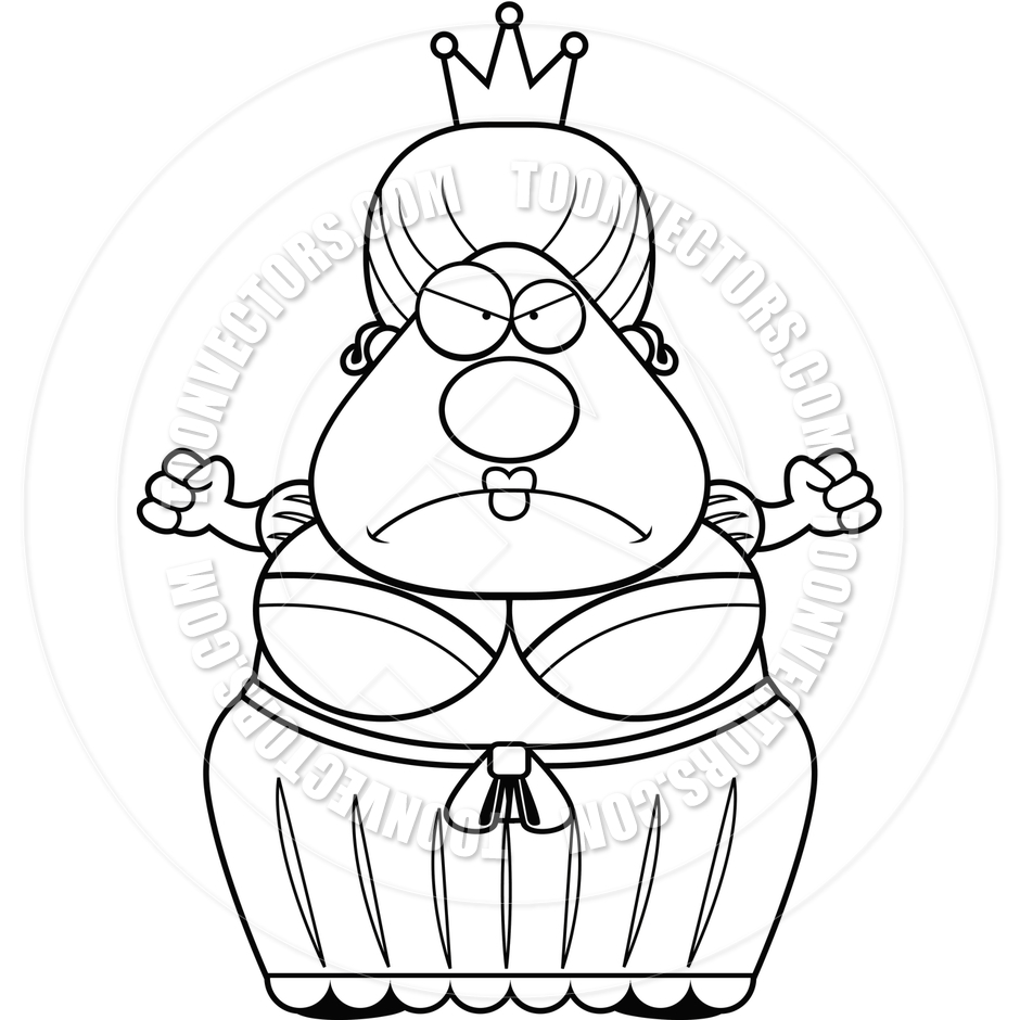 940x940 Cartoon Queen Angry (Black And White Line Art) By Cory Thoman