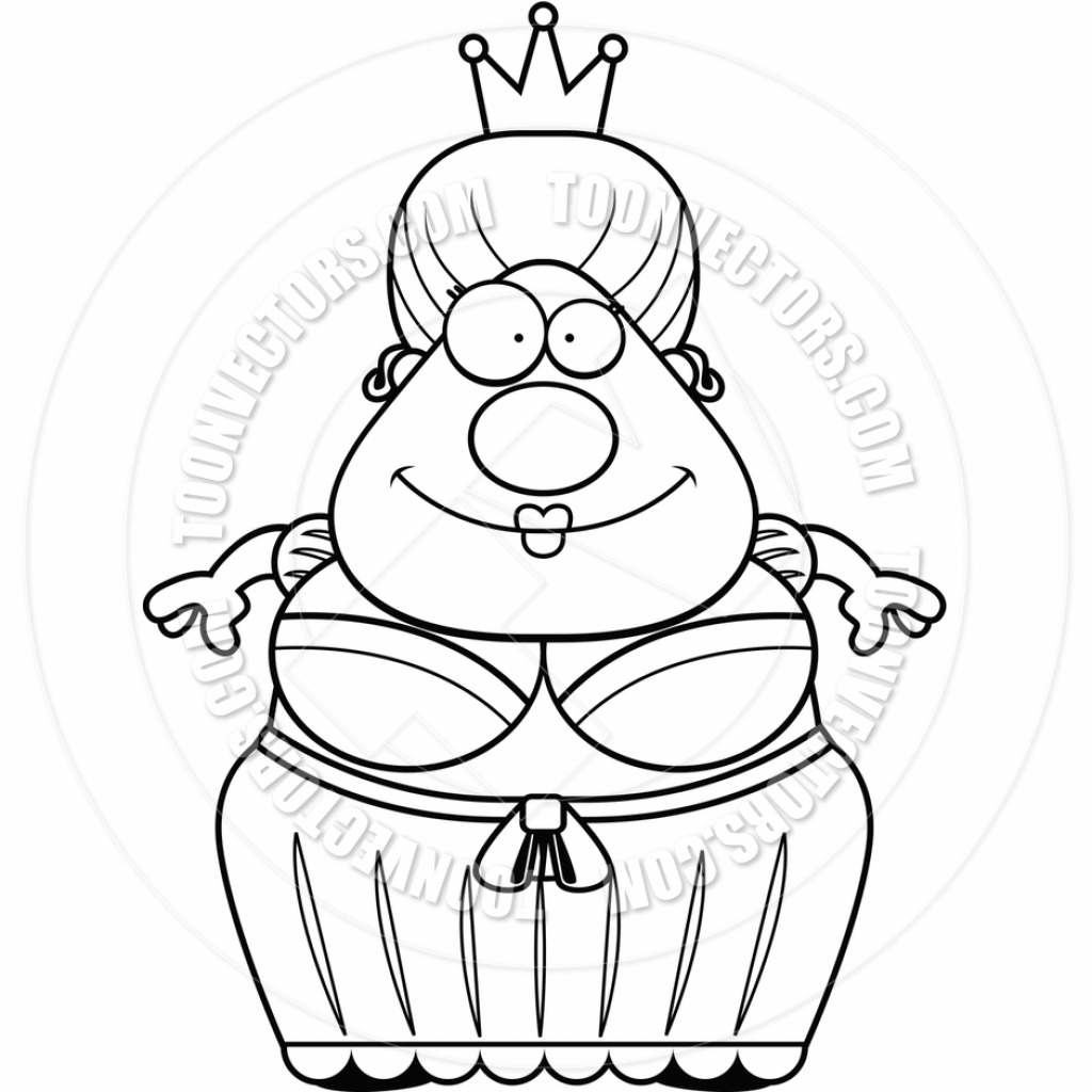 1024x1024 Cartoon Queen Drawing Cartoon Queen Smiling (Black And White Line