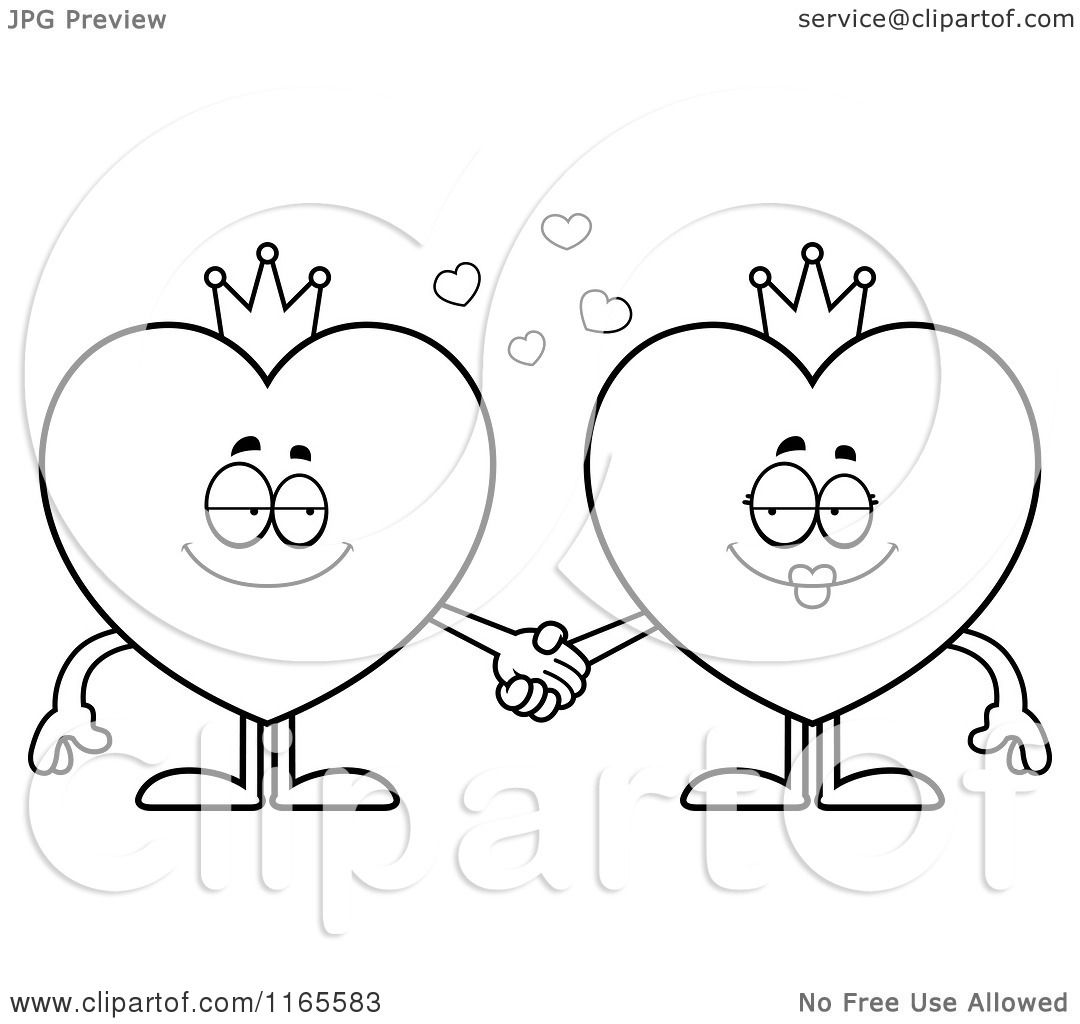1080x1024 Cartoon Clipart Of King And Queen Heart Card Suit Mascots Holding