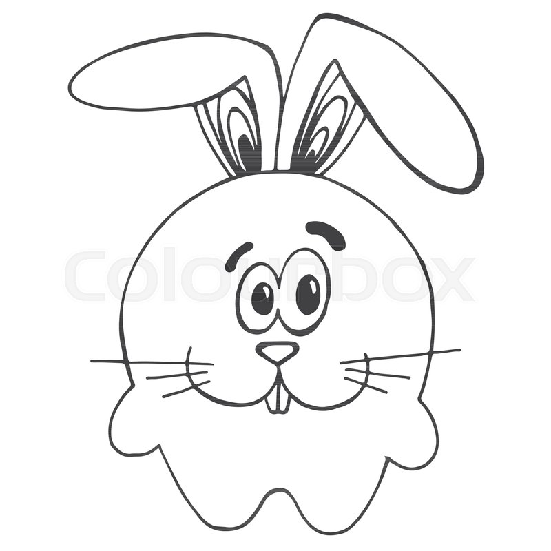 800x800 Cute Cartoon Rabbit, Hare Isolated On White Background. Vector