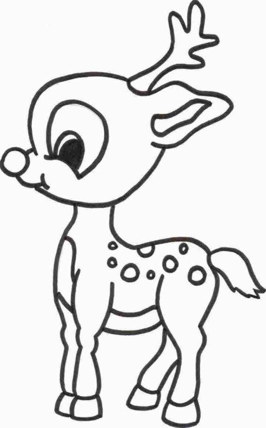 530x850 Cute Baby Reindeer Coloring Page