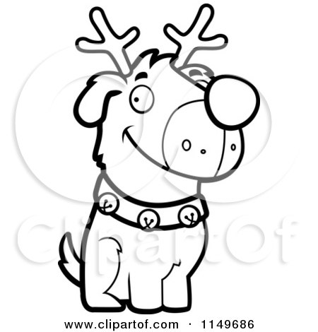 450x470 Cartoon Clipart Of A Black And White Reindeer Dog Sitting